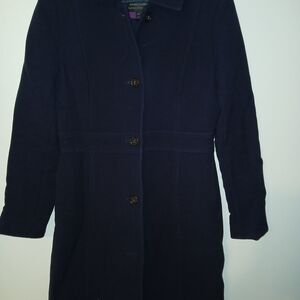 Women's JCrew Double Cotton Navy Blue Trench Coat Sz: 6T